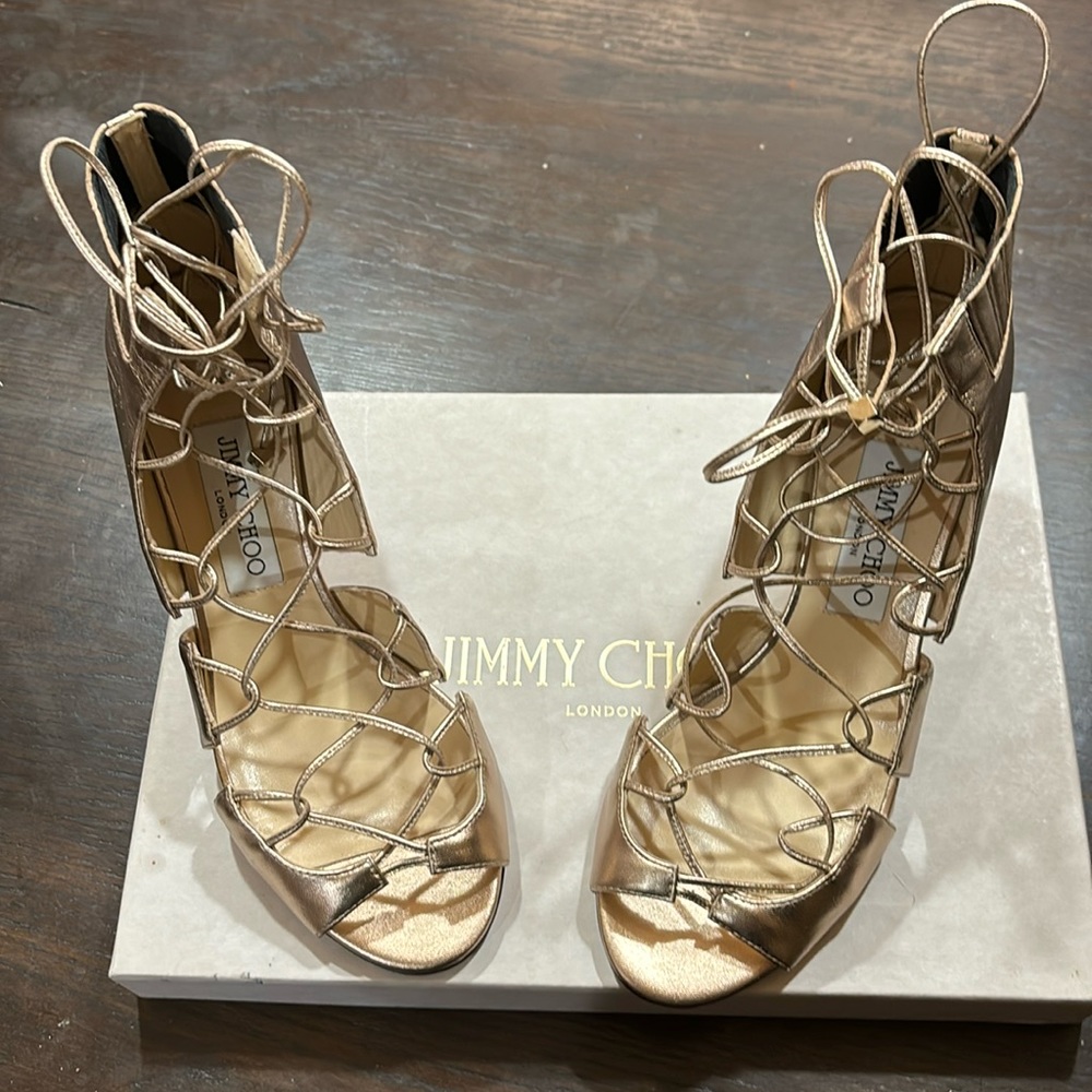 Jimmy Choo Myrtle 65 gold heels